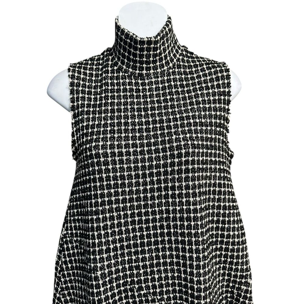 Zara Tweed Midi Dress Sizs Small Sleeveless Turtleneck Raw Hem Classic Old Money - Picture 4 of 11
